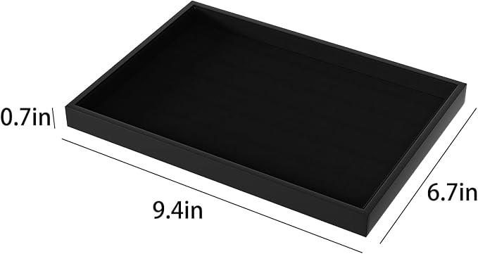 Julysky Jewelry Organizer Trays for Drawer,Jewelry Display Organizer Case for Women,Bracelet Necklace and Ring Display Stand for Selling,Velvet Jewelry Storage Display (Black, Empty Plate)