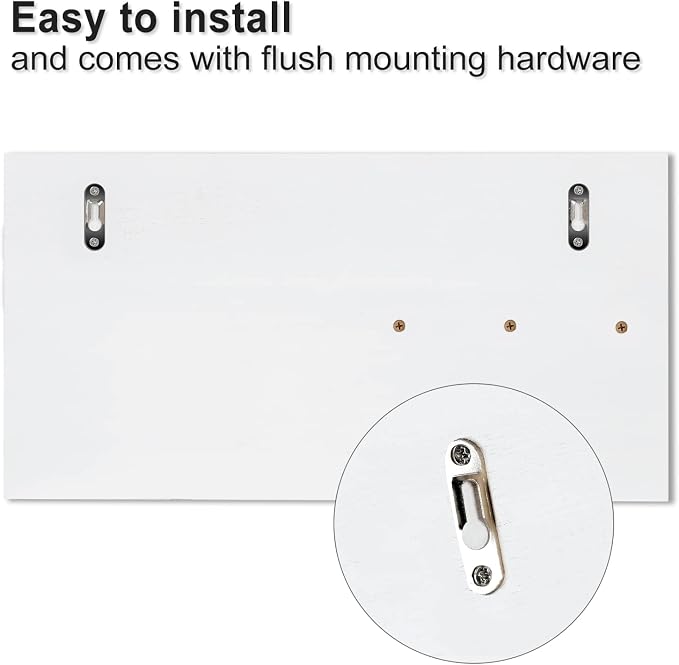 Lwenki Mail Organizer for Wall Mount – Key Holder with Shelf Includes Letter Holder and Hooks for Coats, Dog Leashes – Rustic Wood with Flush Mounting Hardware (16.5” x 8.7” x 3.5”)