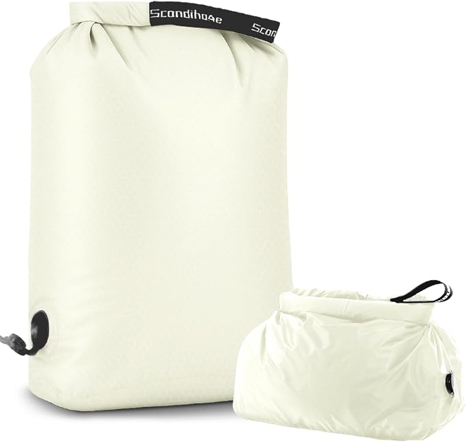 Compression Travel Laundry Bag for Dirty Clothes, Pump-Free Laundry Bag for Suitcase & Dorm, Waterproof Wet Dry Clothes Organizer, Large Capacity Space Saving Travel Bag (1 Pcs)(White, M)