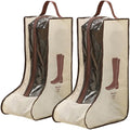 Rikyo 2 Set Beige Shoe Storage,Portable Tall Boots Storage&Protector Bag | Protector Bag,Shoe Dust Bags,Shoe Sleeves for Travel,Clear Window Boots Cover,Shoes Packing Organizers for Adult Sneakers