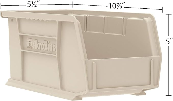 Akro-Mils 30230 AkroBins Plastic Storage Bins, Space-Saving Stackable Bins for Garage, Pantry, Craft Organization, 11" x 5" x 5", Yellow, 12-Pack