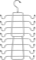 2 Pack Foldable Tank Top Hangers, Closet Organizer for Bras, Cami, Dresses | 360° rotating, chrome & black vinyl, maintains shape, fits belts, ties, swimwear & pajamas