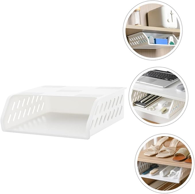 1pc Wall-mounted Storage Rack Multipurpose Plastic Organizer for Kitchen and Bathroom Punch Design Easy Installation and White