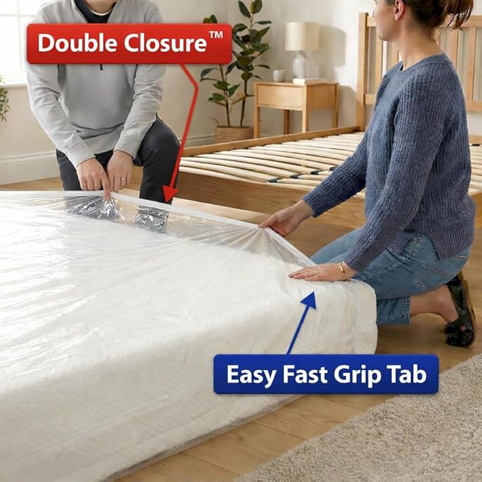 Hefty Shrink-Pak Mattress Bags for Moving – Twin/Twin XL Size | Heavy Duty & Water Resistant Vacuum Compression Mattress Bag, Storage Protection Mattress Cover for Moving