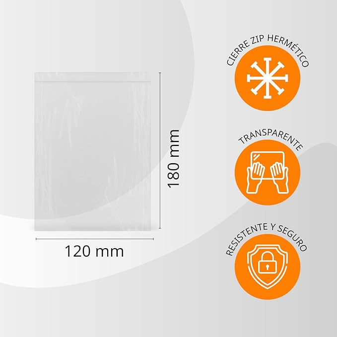 Transparent Plastic Airtight Seal Bags Ideal for Freezing Food, Document Storage, Reusable and Preserving Bags - Ofitury (300 Bags, 120 x 180 mm)