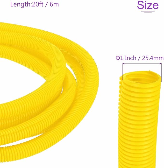 DMiotech 20ft Wire Loom Split Tubing 1 Inch(25.4mm) ID, Cord Protectors from Pet Flexible Conduit Cable Management for Office Home Garden, Yellow