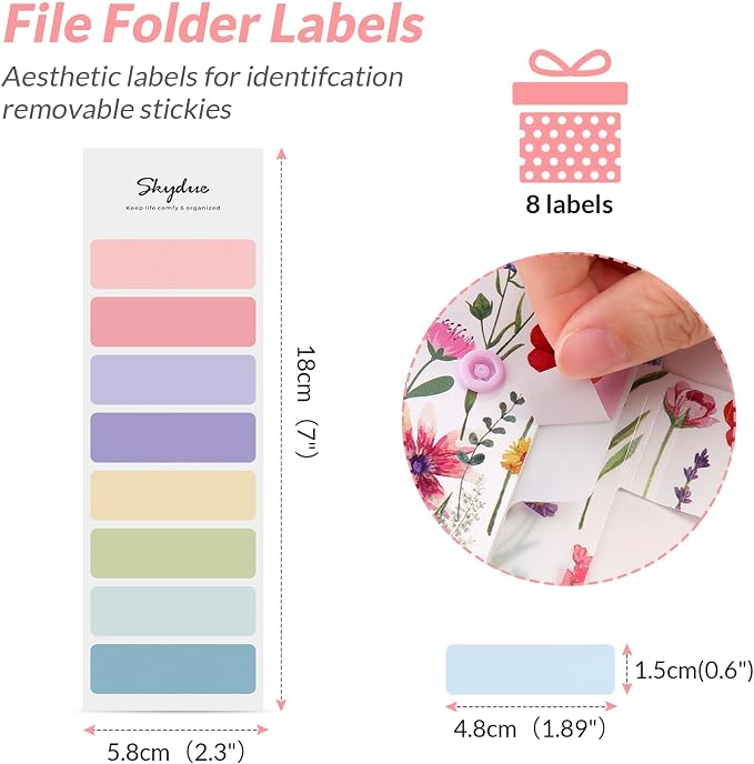 SKYDUE Accordion File Organizer, Floral Expanding File Folders with 5 Pockets, Cute Document Organizer for Paper Bills Receipt Storage, School Office & Hospital Supplies Letter/A4 Size White