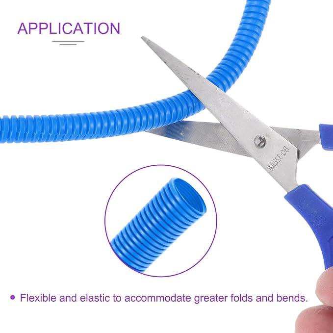 DMiotech 50ft Wire Loom Split Tubing 1 1/2 Inch(38 Mm) ID, Cord Protectors from Pet Flexible Conduit Cable Management for Office, Home, Garden, Blue