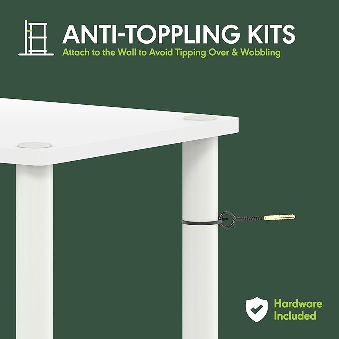Furinno TURN-N-TUBE Corner Shelf, 4-Tier Corner Bookshelf, Display Storage Shelves with Open Shelves, for Organization and Storage, Living Room, Home Office, Garage, Espresso