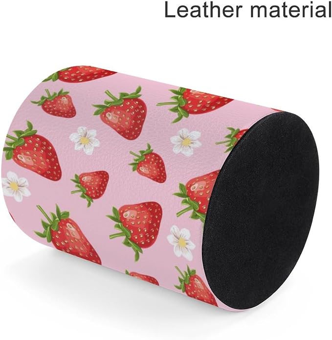 Strawberry Pen Holder Pencil Cup for Desk Organizer | Cute Makeup Brush Holder PU Multifunctional Office Suppliesfor Decor Home Classroom School