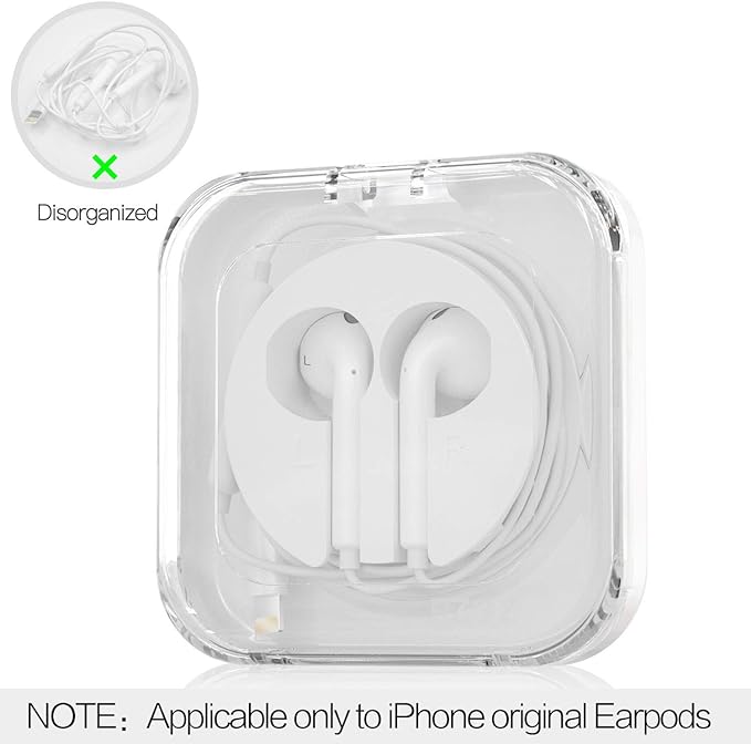 pzoz Earbuds Case Compatible for Apple iPhone/iPad/iPods EarPods, Earphones Cord Organizer Cover Wired Manager Holder Wrap Winder Mini Storage Carrying Cable Management (Earbuds)