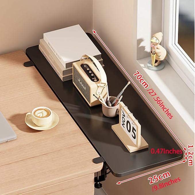 Desk Extender Tray, Punch-Free Clamp on 90° Foldable Keyboard Drawer Tray, Table Mount Armrest Shelf, Computer Elbow Arm Support (Black, 27.6"*9.8"*0.5"/70cm*25cm*1.2cm)