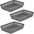 Glad Plastic Storage Basket Set - Multipurpose Drawer Trays, Kitchen Pantry Containers, and Bathroom Bins - 3 Pack Large Organizers, Grey