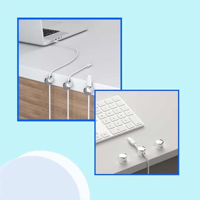 3 Sets Charger Cord Holder, Silver Metal Adhesive Cable Management Clips,Adjustable Cable Anchor Holders,Wire Organizer for Desk, Wall Hook, Home, Office,Bedside Table