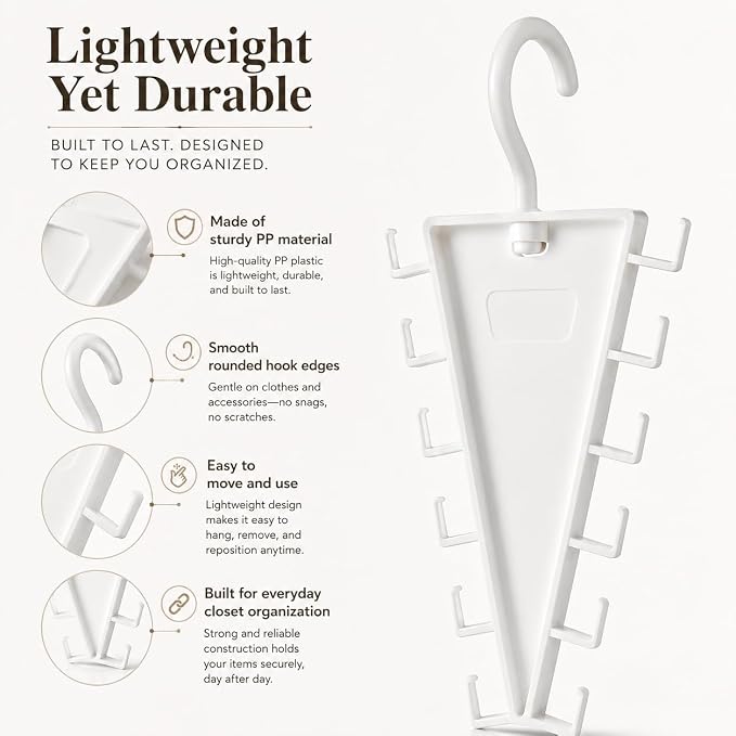 V-Shaped Double-Sided Closet Organizer Hanger, Multi-Functional V-Shaped Double Sided Hanger Storage Rack, Vertical Closet Storage Rack for Shirts, Light Jackets, Hats, Scarves (1, White)