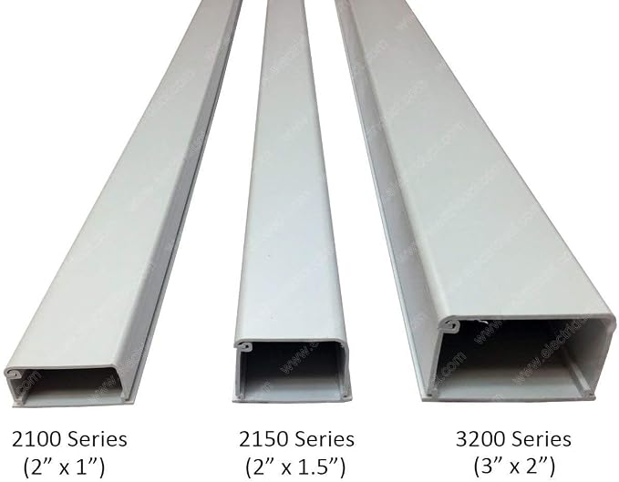 Electriduct 2150 Series Latching Cable Raceway - 2" x 1.5" Channel Size - 5 Sticks - 5 Feet Long (25 Feet Total) - White
