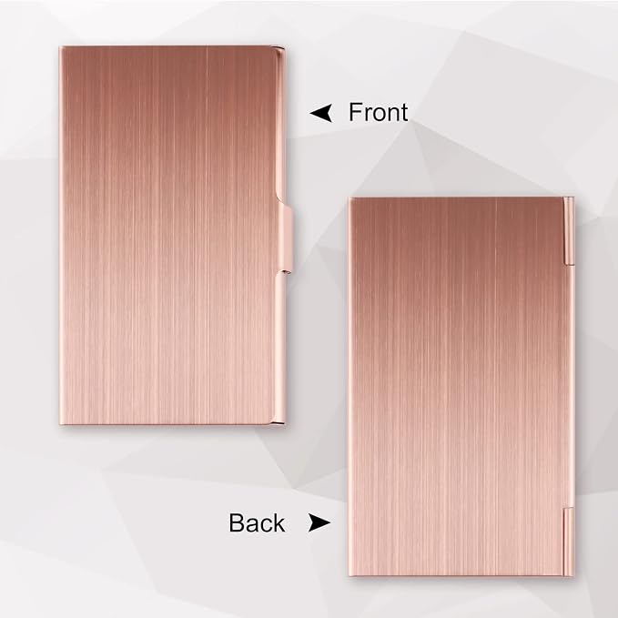 Business Card Holder, Slim Business Card Case for Men & Women, Pocket Metal Card Case, Professional Stainless Steel Business Card Holders, Purse Name Card Holder, Buckle Style Shut, Rose Gold