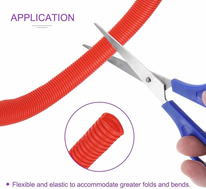 DMiotech 50ft Wire Loom Split Tubing 1/2 Inch(12.7mm) ID, Cord Protectors from Pet Flexible Conduit Cable Management for Office Home Garden, Red