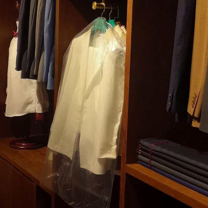 50 Pack 35.4inch Plastic Clear Dry Cleaning Hanging Lightweight Garment Clothes Cover Protector Bags for Closet Clothes Storage.