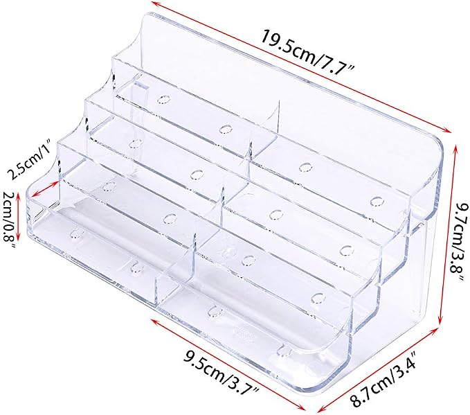 Hipiwe 2Pcs Acrylic Business Card Holder 8-Slot Desktop Card Display Stand | 4-Tier Clear Index Card Filling Display Holder for Reception Office and Countertops, Fits 480Pcs Business Cards