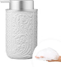 Ceramic Beige Foaming Soap Dispenser,12OZ/350ML Empty Foam Hand Soap Dispenser, Refillable Lotion Containers with Pump for Bathroom, Kitchen
