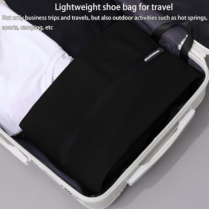 Shoe Bag for Travel, Waterproof Extra Large Shoe Storage Organizer with Handle, Multi-Functional Odor-Resistant Shoe Pouch for Gym, Soccer, Golf, Tennis Soccer Cleats Bag 16.5 x 9.8 Inches (Black)