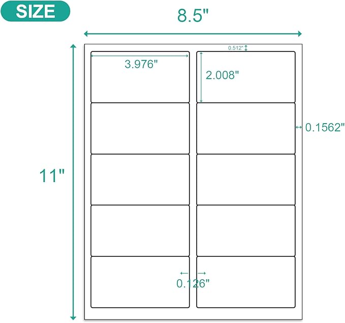 MFLABEL 2x4 Shipping Address Labels - 10-UP, 3000 Count, 300 Sheets for Printer - Internet Mailing Stickers, 2" x 4" FBA Labels for Laser/Inkjet Printer