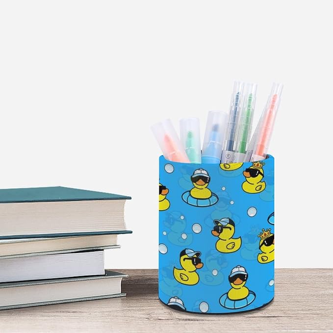 Cute Duck Pen Holder Pencil Cup for Desk Organizer | Cute Makeup Brush Holder PU Multifunctional Office Suppliesfor Decor Home Classroom School