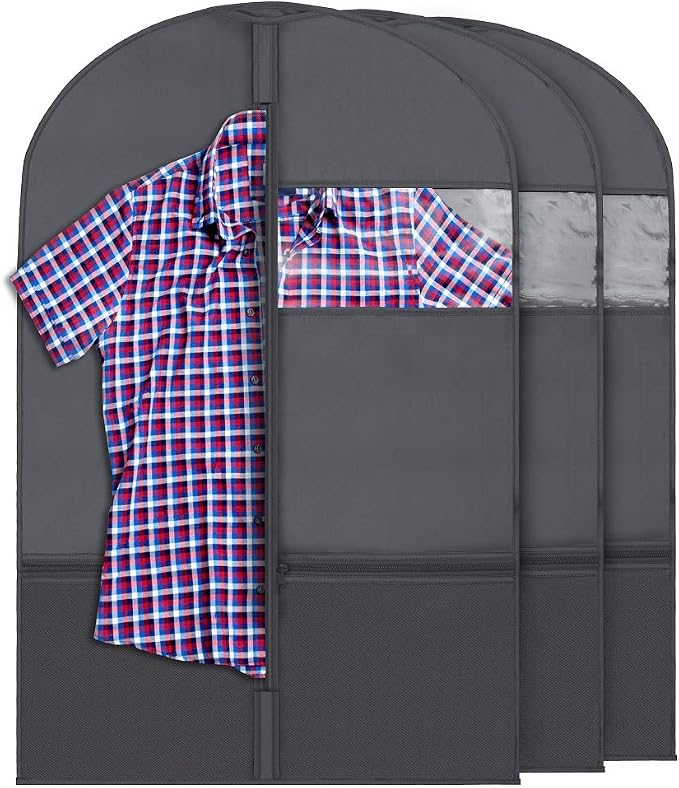 Plixio 36" Kids Garment Bags for Dance Costumes Children Hanging Clothes, Uniform, Suits, Girls Dress Recital Outfit Organizer Dance Garment Bags For Dancers with Zippered Pockets (6 Pack :36", Black)