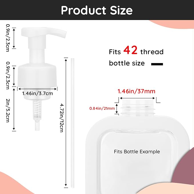 Segbeauty 3pcs White Foaming Hand Soap Pump Replacement, Countertop Foam Soap Dispenser Pump Heads, Foaming Dispenser Pumps for Bathroom Shampoo Bottle, 42 Thread Size Face Wash Bottle Replace Caps