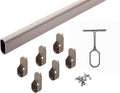 Closet Rod Kit - Oval Rod, 92 inch (2337mm) long with 6 end caps and center support. (Matte Nickel)