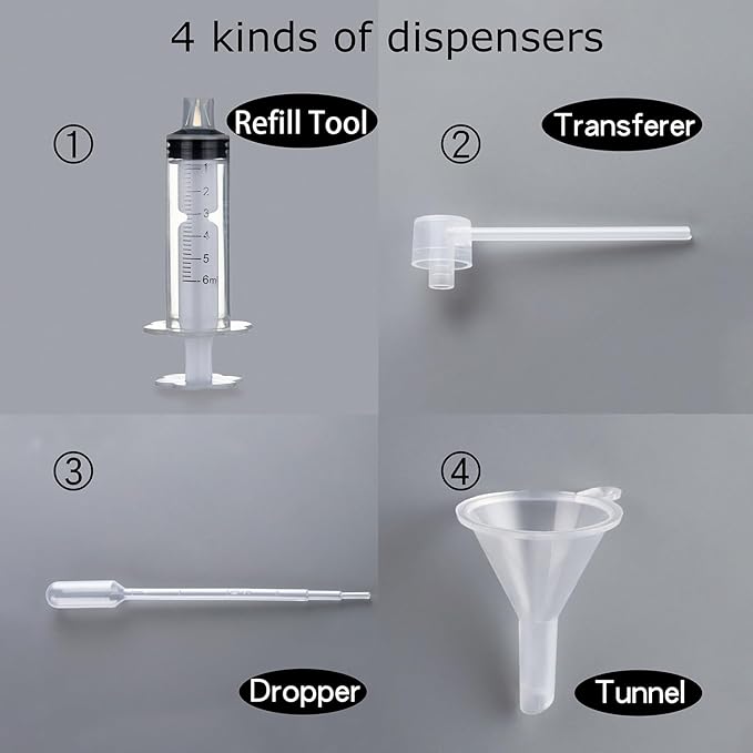 2 Pack 30ml 50ml Clear Empty Glass Spray Bottles，Refillable Empty Atomizer Perfume Bottles，Atomizer Spray Bottle With 4 kinds of perfume dispenser (50ml Silver cap and 30ml Silver cap)
