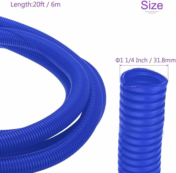 DMiotech 20ft Wire Loom Split Tubing 1 1/4 Inch(31.8mm) ID, Cord Protectors from Pet Flexible Conduit Cable Management for Office Home Garden, Blue