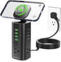 160W Fast Charging Station, TenTrend Power Strip Tower, 5FT Extension Cord | Charging Tower with 3AC Outlets & 8 USB Ports(4 USB-C), Foldable 15W Charging, Dorm, Office Desk Supplies