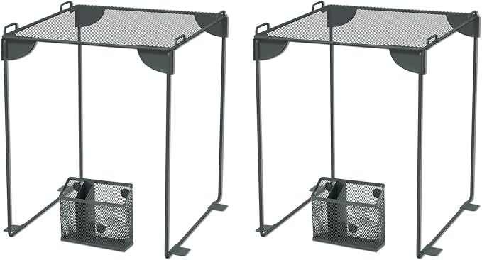 Neudeco Locker Accessories and Decor Kit, Pack of 4, Grey | Mesh Locker Shelf, Locker Organizer, Magnetic Basket, Pen Holder