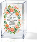 May You Be Proud Of The Work You Do Acrylic Pencil Holder Cup, Farewell Retirement Goodbye Gifts for Women, Appreciation Floral Pen Holder for Coworker Teacher Girls, Makeup Brushes Organizer