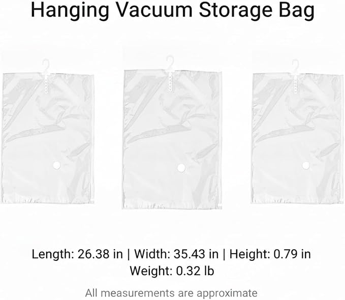 Hanging Vacuum Storage Bags for Closet, Clear Compression Saver for Coats & Suits, Space Saving Organizer (1 Pack)