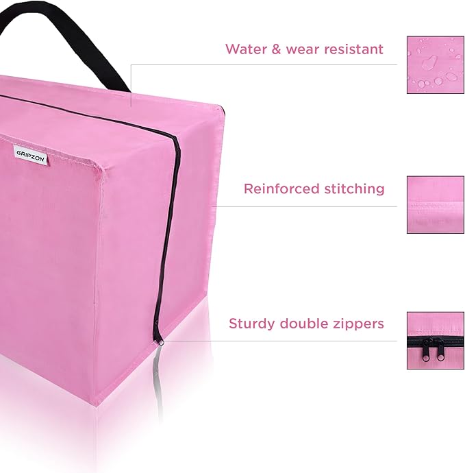 6 Pack Extra Large Moving Bags with Zippers, Backpack Straps & Reinforced Handles, Heavy Duty Storage Bags for Clothes, Moving, Space Saving, Pink
