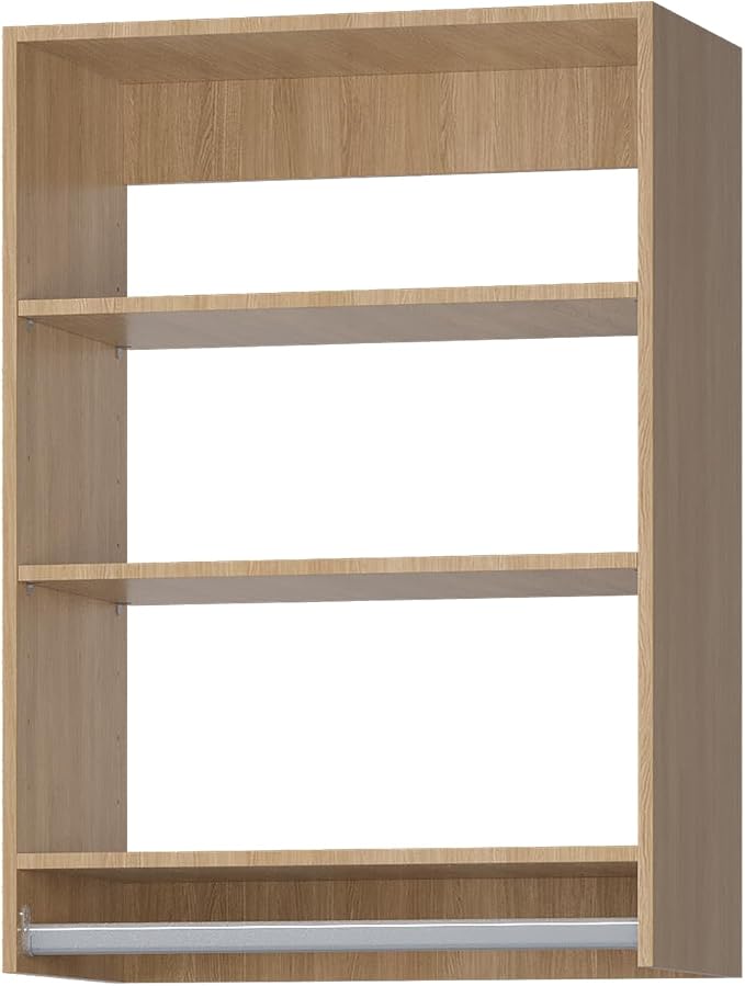 ROOMTEC 19.5" Medium Hanging Closet Unit, Modular Closet System with Hanging Rod, Wardrobe Organizer for Bedroom or Walk-in Closet, Wall Mounted, Customizable Clothes Storage Unit, Wood
