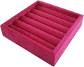 SCIKHETF Velvet Ring Earrings Studs organizer Tray Small Ring Insert Display Tray 5 Slots Stackable (Rose Red)