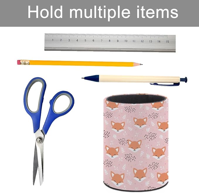 Cute Fox Pen Holder Pencil Cup for Desk Organizer | Cute Makeup Brush Holder PU Multifunctional Office Suppliesfor Decor Home Classroom School
