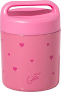 Paris Hilton Stainless Steel Food Jar, Double Wall Vacuum Sealed Insulated Food Storage Container with Carry Handle Lid, 12-Ounce, Pink with Heart Design