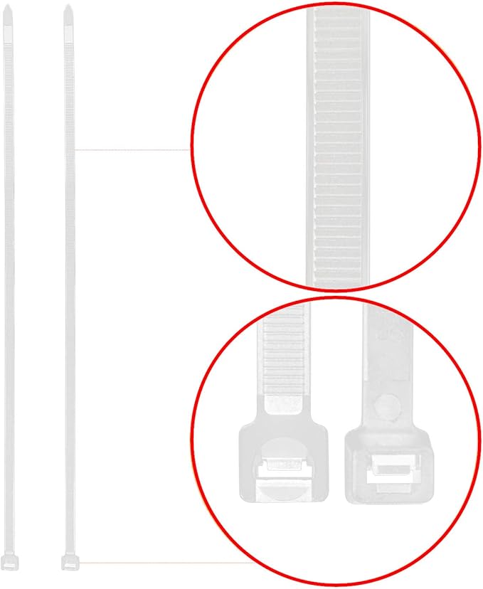 Superun Clear Zip Ties 6 Inch 40 Lbs White Cable Ties 100 Pack | Self-locking,Width 0.14",Max Bundle Diameter 1.37",Industrial Grade,fireproof,Heavy duty,For indoor and outdoor