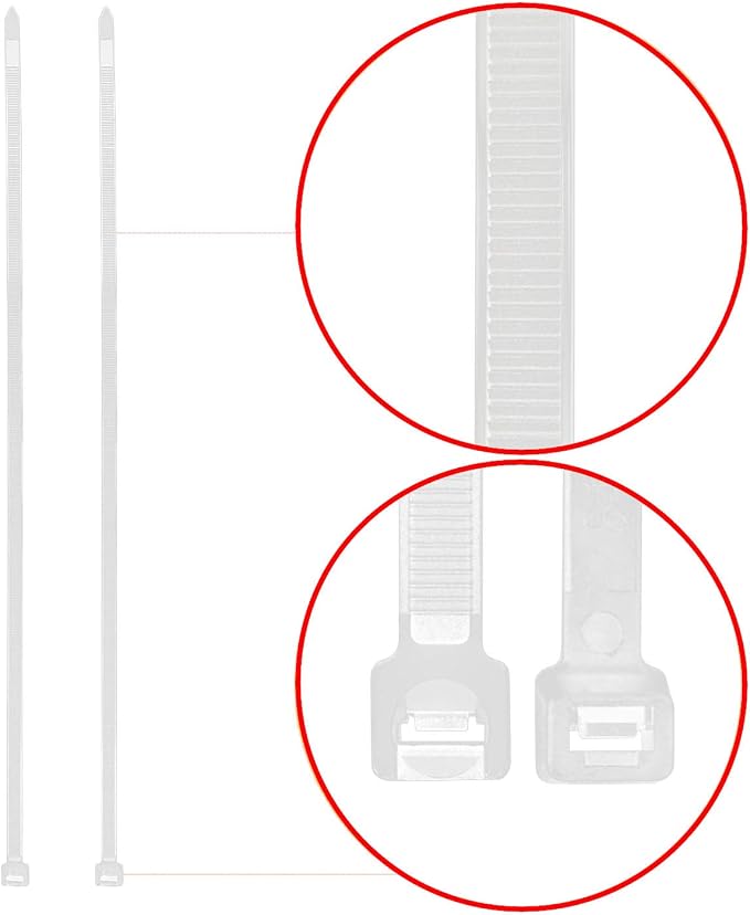 Superun Clear Zip Ties 12 Inch 50 Lbs White Cable Ties 100 Pack | Self-locking,Width 0.19",Max Bundle Diameter 3.2",Industrial Grade,fireproof,Heavy duty,For indoor and outdoor