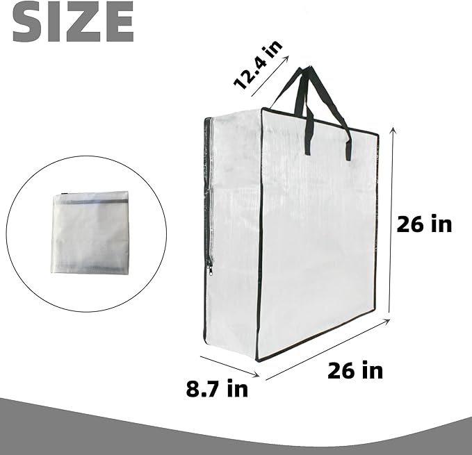 GONGKANGYUAN 25 Gallon Large Clear Storage Bags with Zipper and Handles, Blanket Bags for Closet Storage, Underbed Storage Organizer for Clothes Pillow Bedding Christmas Wreath