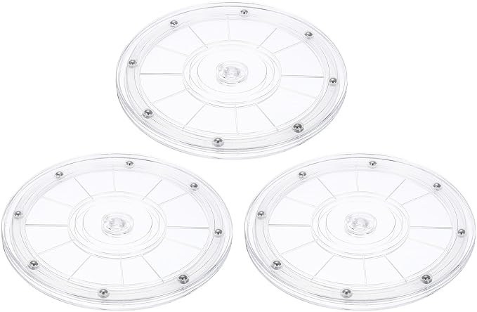 uxcell 3Pack Acrylic Lazy Susan Turntable, 8" Spinner Lazy Susan Turntable Organizer, Acrylic Ball Bearing Rotating Tray for Pantry Spice Rack Decorating, Clear