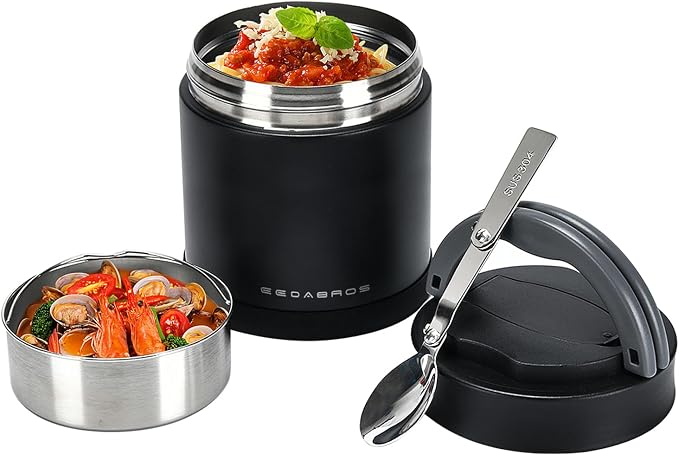 Thermo for Hot Food 33.8OZ, Vacuum Insulated Food Jar for Adults, Stainless Steel Soup Thermo Wide Mouth Leakproof Lunch Containers with Spoon for School Office