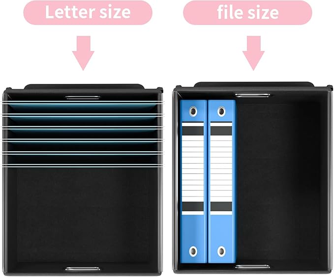 Huolewa File Organizer Box with Lid, Collapsible File Folder Organizer for Office Document Storage, Filing Box with Plastic Slide for Letter Size Hanging File Folders(1 Pack, Pink)