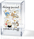 Doing Social Worker Stuff Acrylic Cosmetic Pencil Holder Cup, Silly Goose Pen Holder for Office Desk Accessories for Social Worker, MSW Appreciation Gifts, Marker Holder, MSW Thank You Gifts
