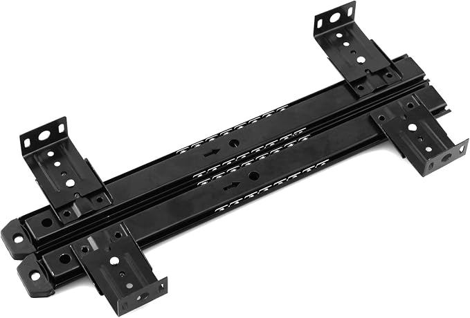 1-Pair 14 inch / 350mm Keyboard Slide Super Smooth Mute Ball Bearing Pull Out Tray Adjustable Hanging Bracket Suspension Track Guide Rail Fold Telescopic Drawer Runners Black